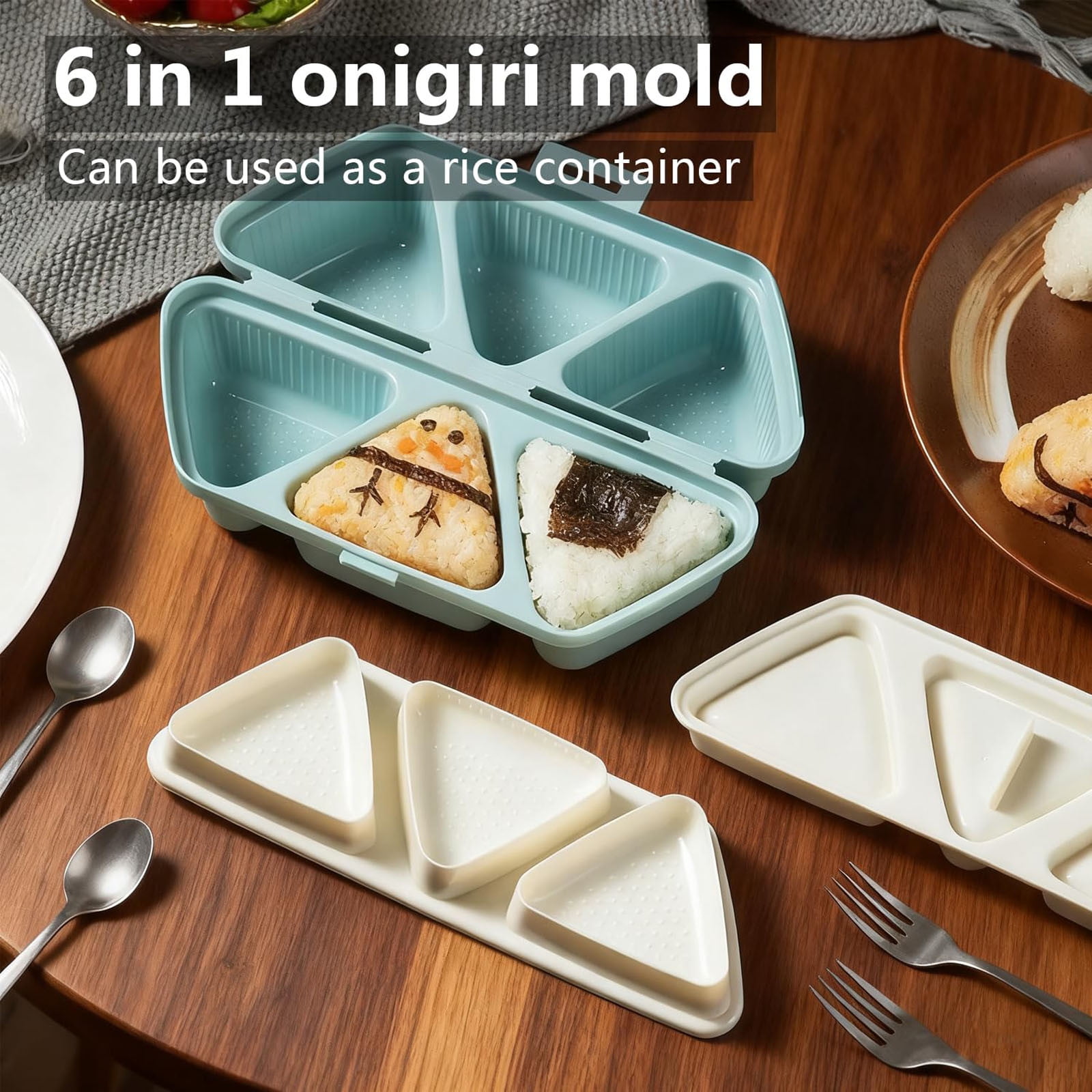 6-Grid Triangular Rice Ball Container - 6-in-1 Rice Ball Maker, Storage ...