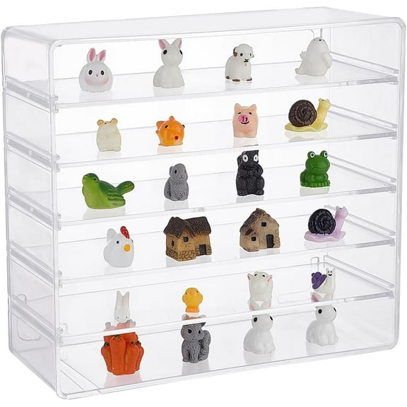 6 Grids Acrylic Display Case Detachable Clear Acrylic Organizer for Figures Dust-Proof Collectibles Action Figure Storage Case for Mini Figures Rock Stone Collections - 7.5x3.6x6.7 inch diy