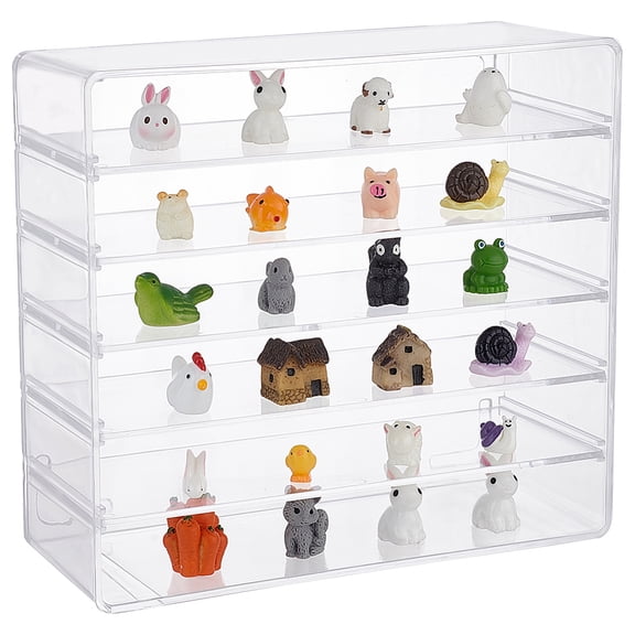 6 Grids Acrylic Display Case Detachable Clear Acrylic Organizer Figures Dust-Proof Collectibles Action Figure Storage Case Mini Figures Rock