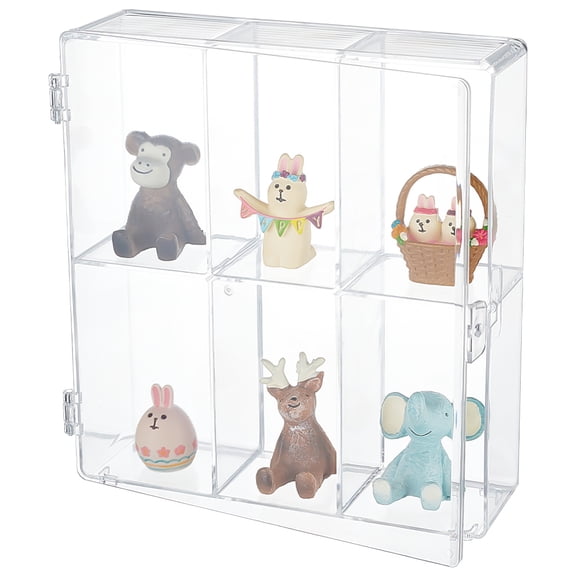 6 Grids Plastic Model Organizer Display Case Minfigures Storage Box for Building Block Action Figures Rectangle Clear 20x5.6x20.6cm
