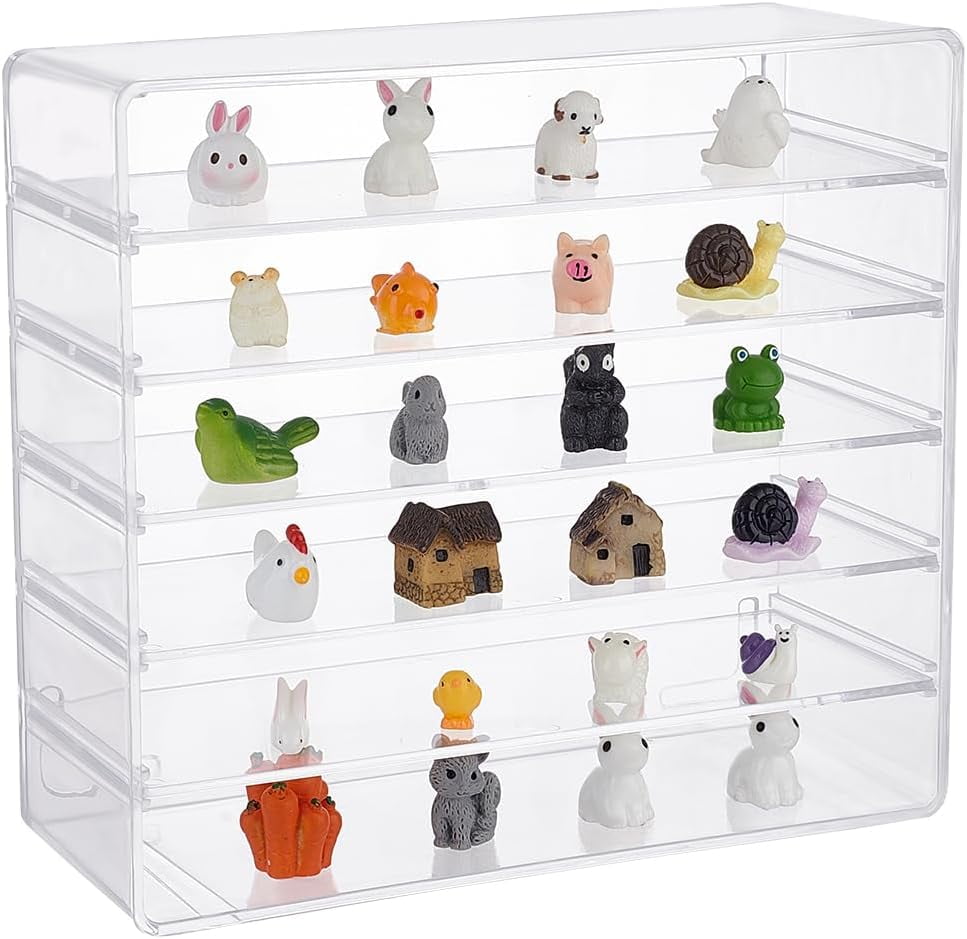 6 Grids Transparent Acrylic Minifigures Display Case with Detachable ...
