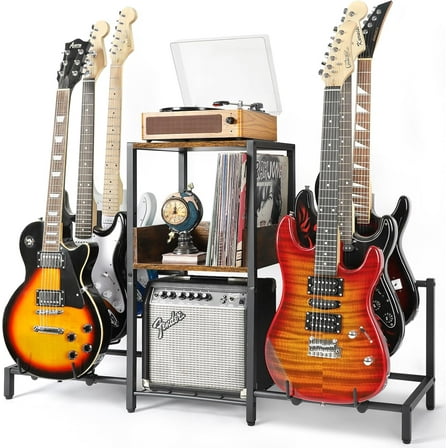 6 Guitar Rack, Multi Guitar Stand with Amp Stand for Music Studio