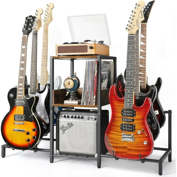6 Guitar Rack, Multi Guitar Stand with Amp Stand for Music Studio
