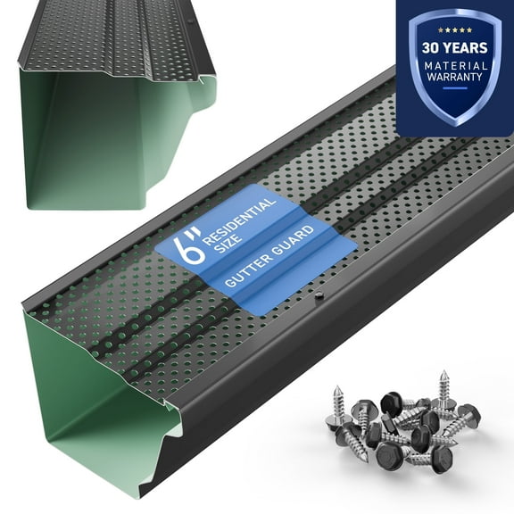 6" Gutter Guards Leaf Protection, Domestic Aluminum Gutter Covers 6 Inch (200 Feet, Black)