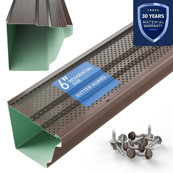 Waterlock 6" Gutter Guards Leaf Protection - Aluminium Gutter Covers - Fits K-Style Gutters - Easy to Install