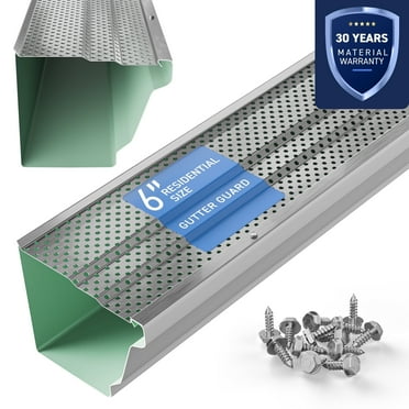 Waterlock 6" Gutter Guards Leaf Protection - Aluminium Gutter Covers - Fits K-Style Gutters - Easy to Install