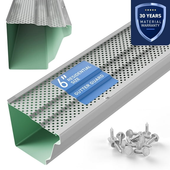 6" Gutter Guards Leaf Protection, Domestic Aluminum Gutter Covers 6 Inch (Sample, High-Gloss White)