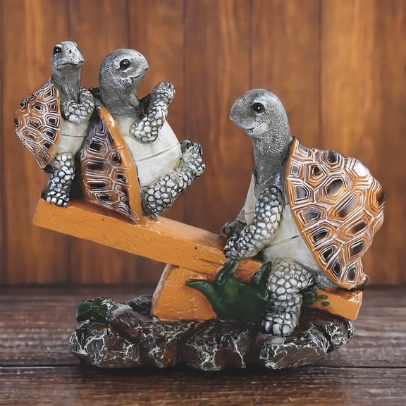 6"H Turtle Family Playing on Seesaw Figurine Decorative Resin Statue Sculpture for Home, Office, or Bookshelf A Unique Collectible and Perfect Gift for Housewarmings, Holidays, and Birthdays