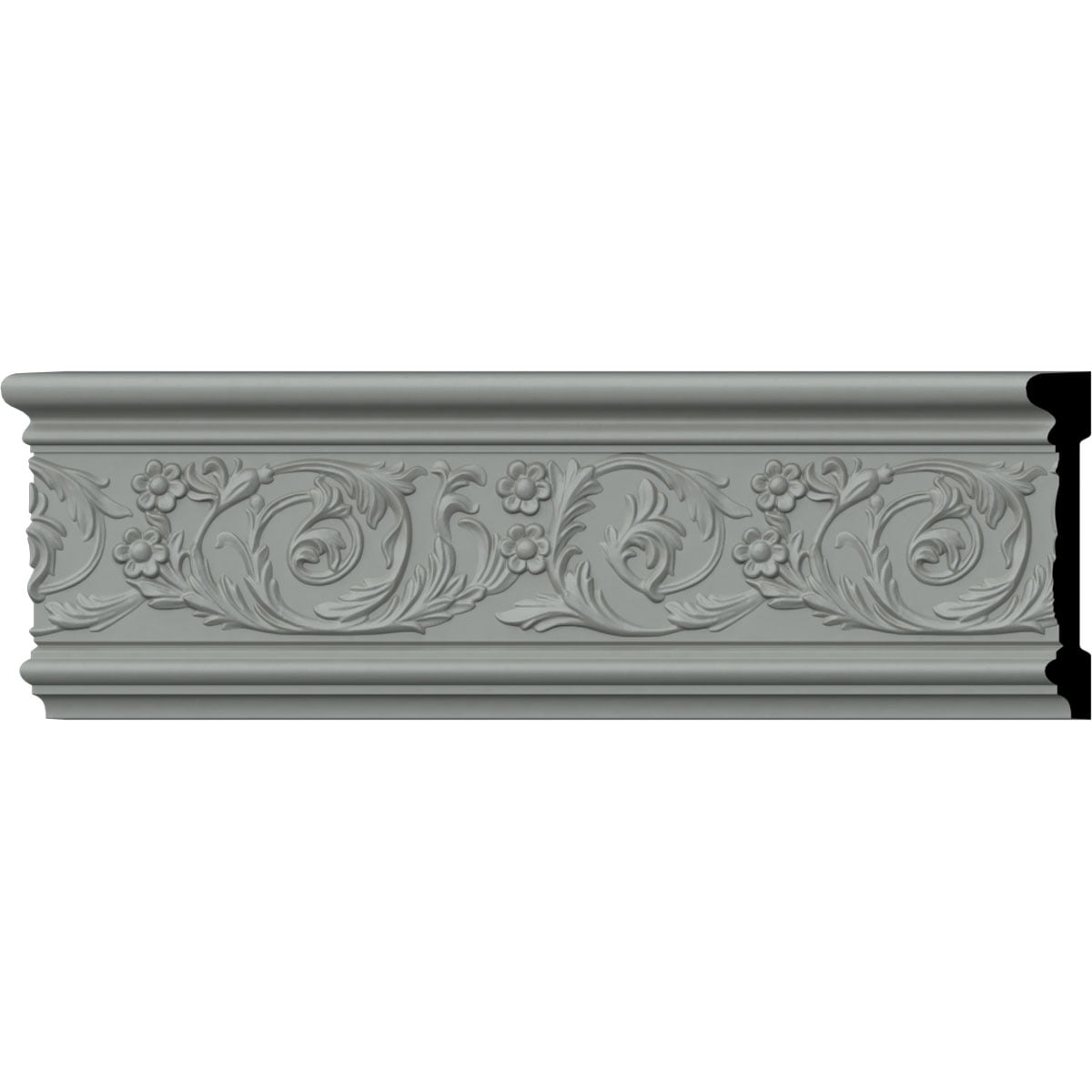 Primed White Urethane Decorative Crown Moulding, 94.5" Length