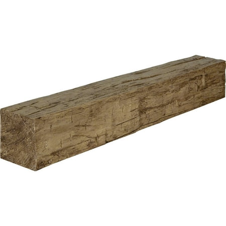 6"H x 8"D x 84"W Hand Hewn Faux Wood Fireplace Mantel, Natural Golden Oak