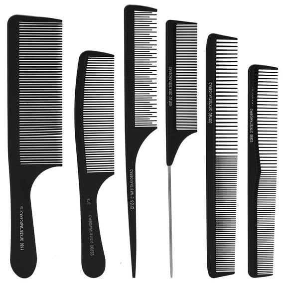 6 Hair Styling Comb Set,Detangler Comb Fine and Wide Tooth Comb Tail Comb
