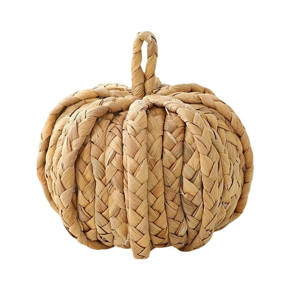 6" Handwoven Natural Straw-woven Pumpkin Decor, Rustic Fall Table Centerpiece, Harvest Festival Autumn Home Decoration, Eco-Friendly Seasonal Ornament for Living Room, Kitchen, Office Display