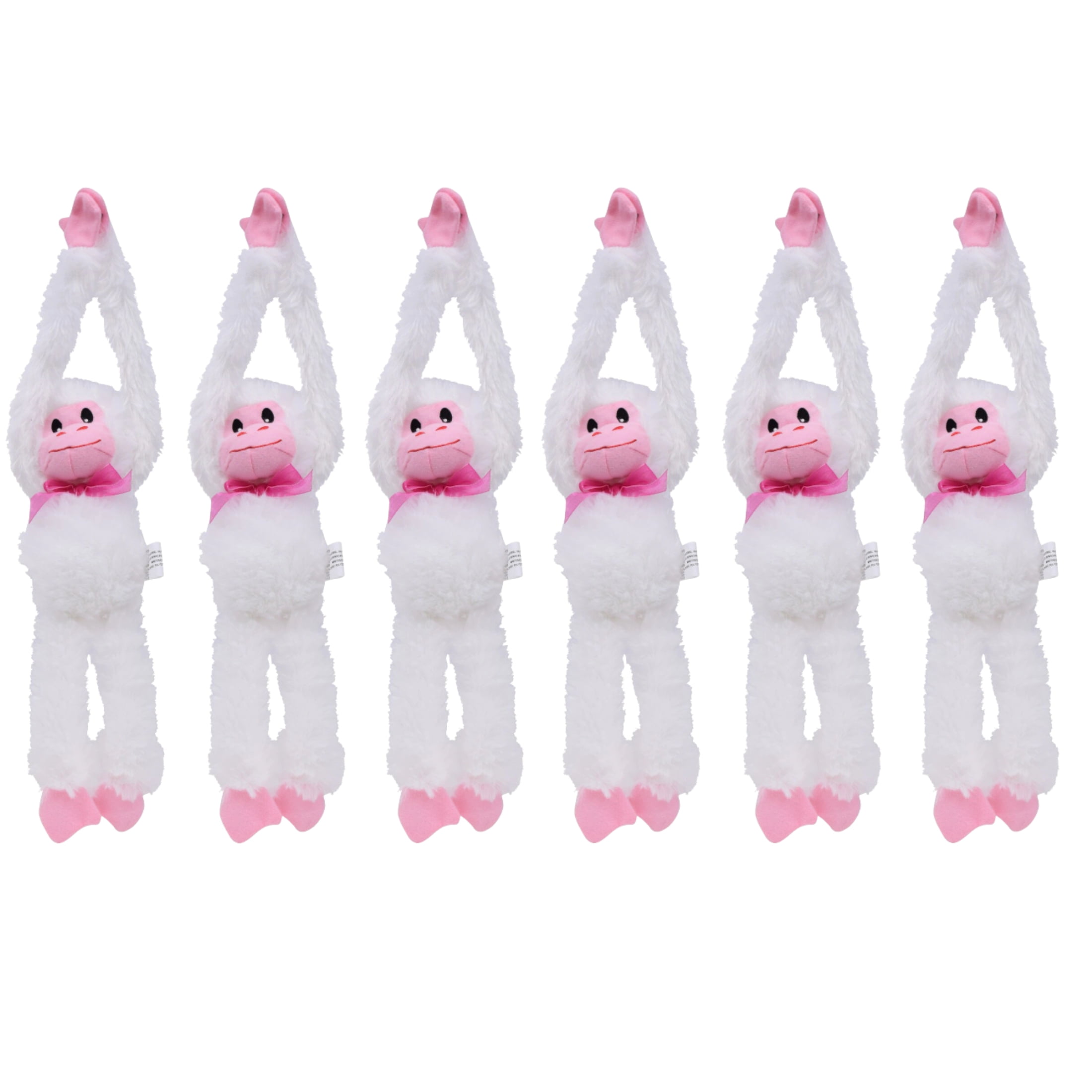 (6) Happy Easter Plush Hanging Monkey 13.5 inches Animal Soft Plush Toy for Kids Girls Boys Spring Birthday Party Favor & Gift Basket Home Living Room Car Decor (White) & CUSTOM Storage Carrier