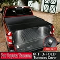 thumbnail image 1 of 6' Hard Tri-Fold Truck Bed For Toyota Tacoma 2016-2023 Tonneau Cover W/Lamp, 1 of 8