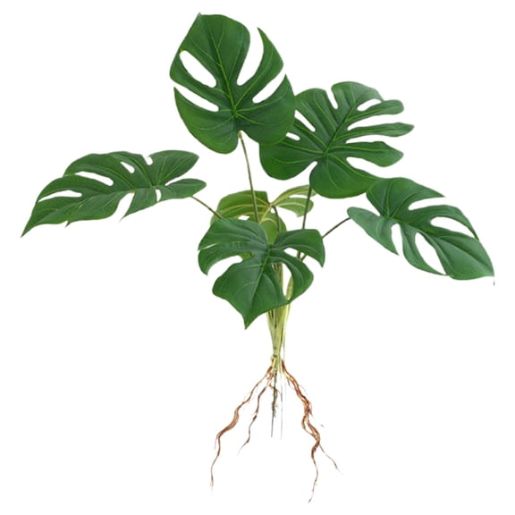 6-Head Artificial Monstera Leaves Tree Root, Cosmug Fake Turtle Back Plant, for Home Interior Decoration, Wall Decor, Potted Plant Decor, Floor Standing Ornament