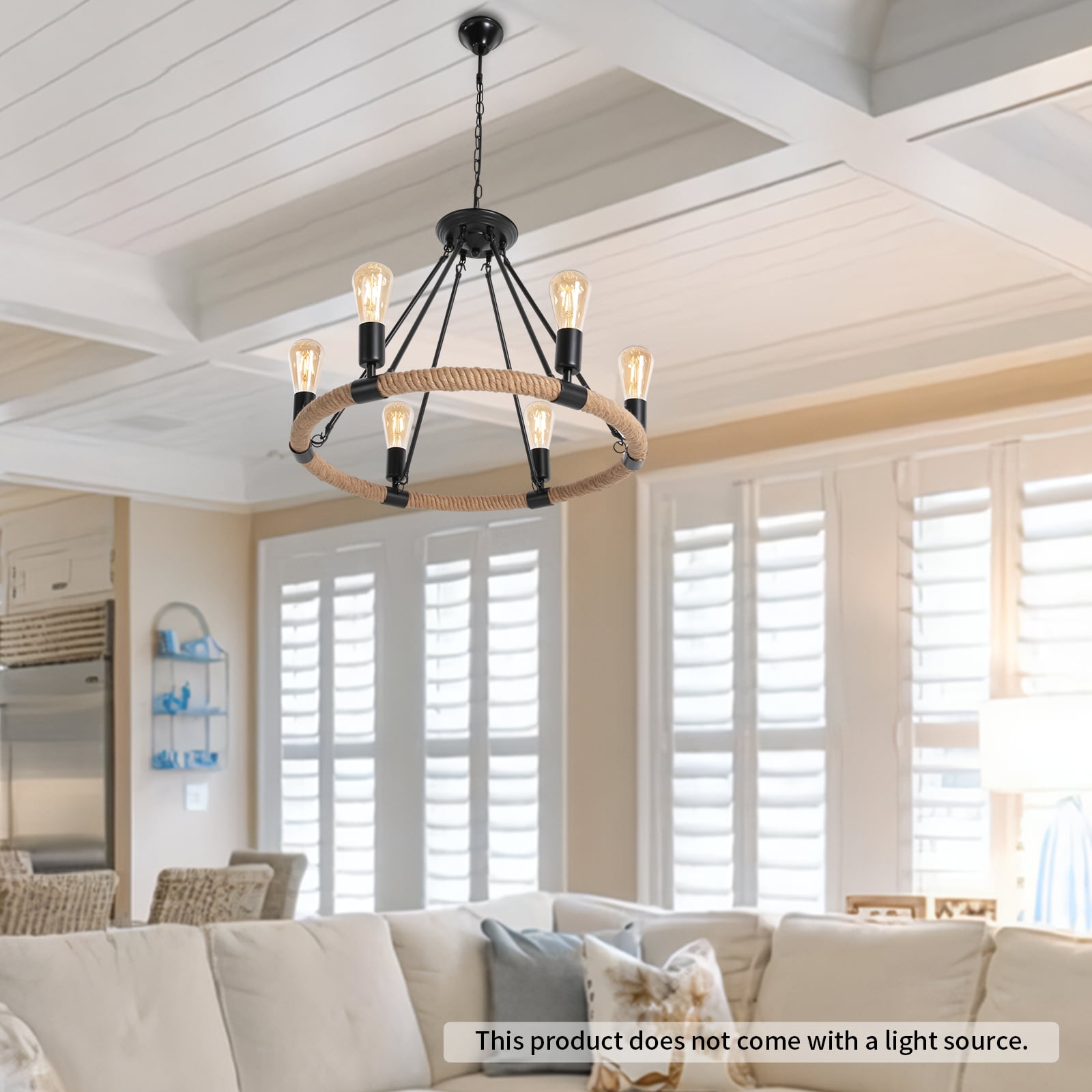 6 Head Chandelier Light Fixtures Ceiling Mount Pendant Light Rustic Hanging Light Vintage Black Pendant Light Chandelier