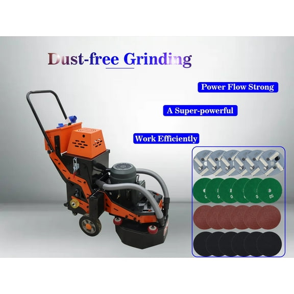 6-Head Chassis Concrete Floor Grinder Machine Hand-Push with Built-In Fan Commercial Home 220V 4.5KW