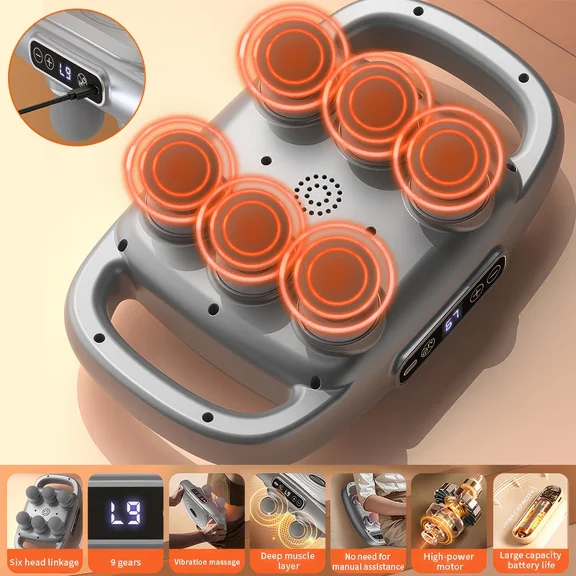 6 Head Massage Gun Deep Tissue with 9 Levels 9 Modes Electric Massager Tool