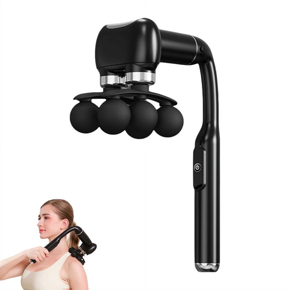 6 Head Massage with Extension Handle, Deep Tissue Percussion Massager for Neck, Back & Shoulder, Quiet & Portable Muscle Massager Gift