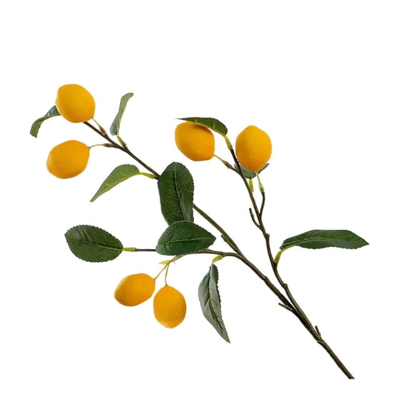 6 Heads Artificial Lemon Fruit Branch, Bendable Fabric Faux Lemon Leaf Stem, Fake Yellow Lemon Greenery Pick for Vase Arrangement, Living Room Tabletop Decor, Kitchen Accent & Wedding Floral Styling
