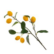 6 Heads Artificial Lemon Fruit Branch, Bendable Fabric Faux Lemon Leaf Stem, Fake Yellow Lemon Greenery Pick for Vase Arrangement, Living Room Tabletop Decor, Kitchen Accent & Wedding Floral Styling