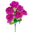 thumbnail image 1 of 6 Heads Artificial Rose Flowers Bouquet, Realistic Roses for Wedding Home Parties, Bridal Bouquet Centerpiece Table Decoration Arrangement Gift, 1 Bunch of Artificial Flowers, 1 of 9