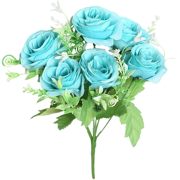 6 Heads Artificial Roses, Oimcto Cloth Flower Plant for Wedding Decoration, Home Living Room Table Decor, Bridal Bouquet, Lifelike, Long-Lasting, No Wilting, Symbol Of Love & Gratitude, Blue