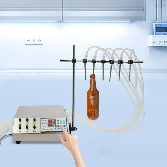 6 Heads Semi-automatic Liquid Filling Machine Semi Auto Bottle Filler Digital Pump Adjustable 500W