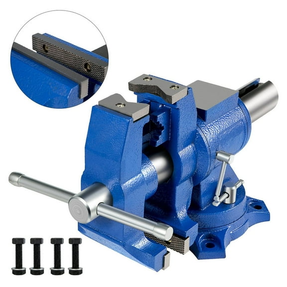 6" Heavy Duty Bench Vise, 360 Rotating Swivel Vise, 30Kn Clamping Force, Pipe & Metal Vise for Workshop, Home, Industrial Use - Durable Cast Iron