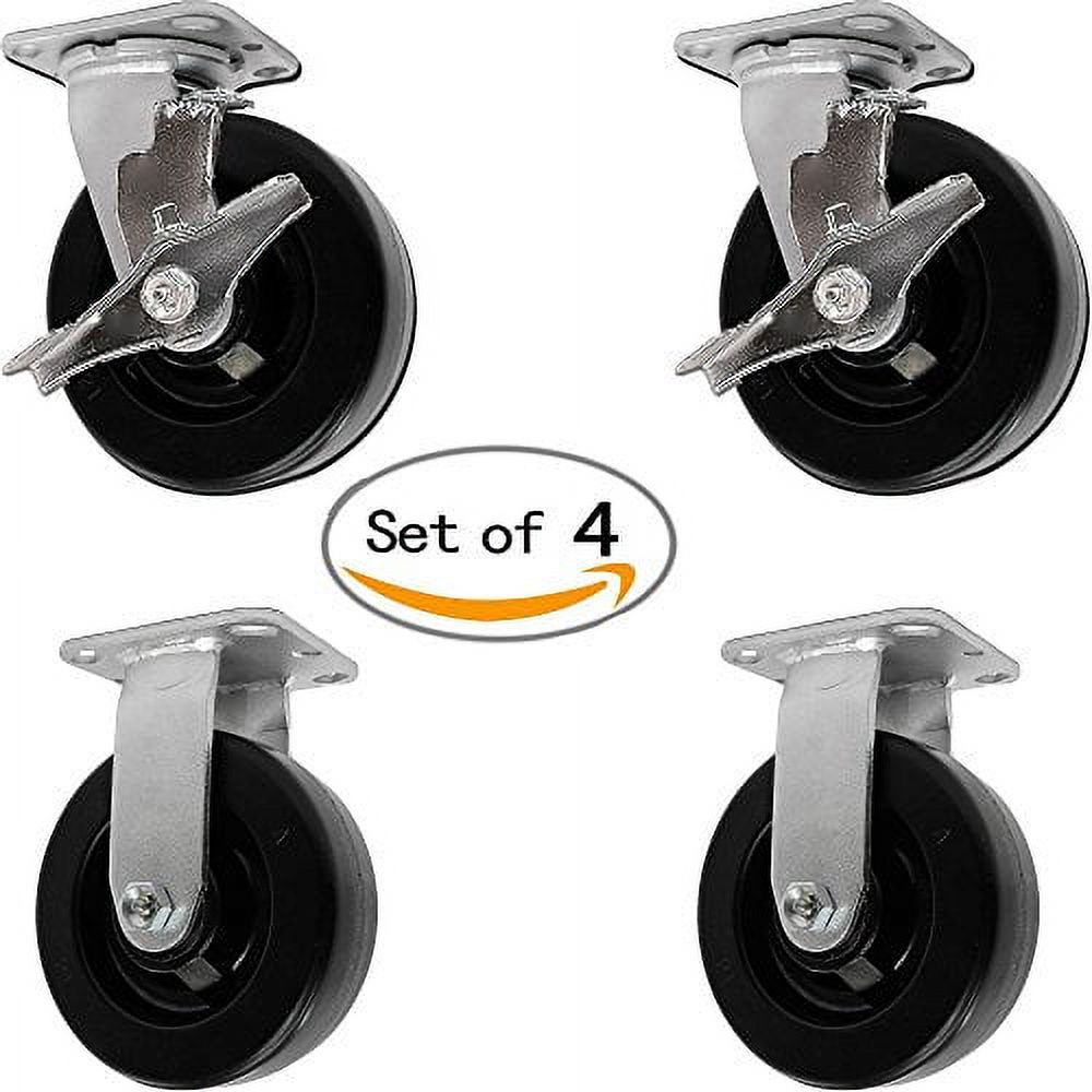 6" Heavy Duty Toolbox Caster Set with Phenolic Wheels 1200 Lbs