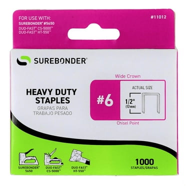 #6 Heavy Duty Wide Crown Staples - 1/2"  - 1000 ct.