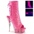 thumbnail image 1 of 6" Heel, 1 3/4" PF Blacklight Reactive Ankle Boot - Neon Pink Glitter/Neon Pink Glitter, 8, 1 of 4