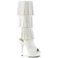 thumbnail image 1 of *6" Heel, 1 3/4" PF Open Toe/Heel Fringe Knee Boot, Side Zip - Wht Faux Leather/Wht, 8, 1 of 2