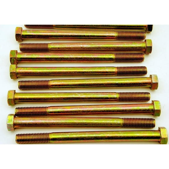 (6) Hex Head 5/8-11 x 8-1/2" Grade 8 Bolts Yellow Zinc Screws