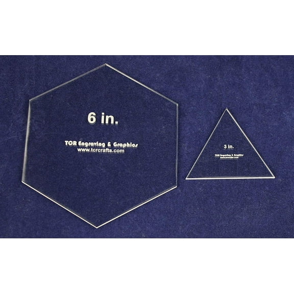 6" Hexagon & 3" Equilateral Triangle -Actual Sizes-1/8" Acrylic