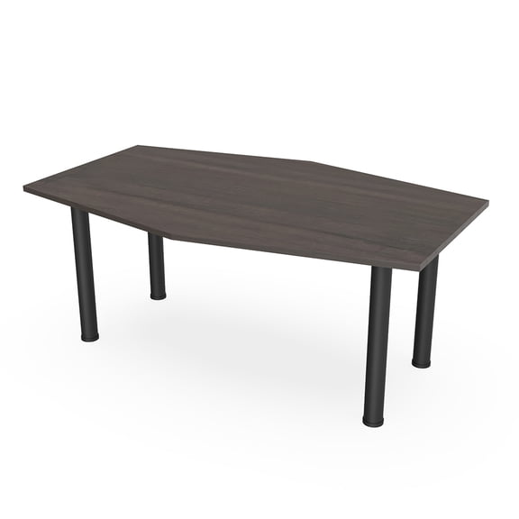 6' Hexagon Irregular Shaped Powered Conference Table  Post Legs