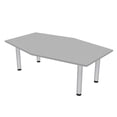 thumbnail image 1 of 6' Hexagon Irregular Shaped Powered Conference Table Silver Post Legs, 1 of 6