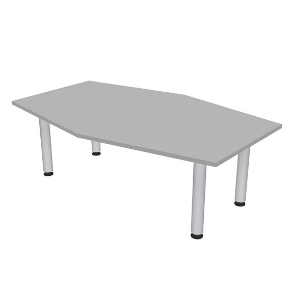 6' Hexagon Irregular Shaped Powered Conference Table Silver Post Legs