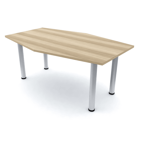 6' Hexagon Irregular Shaped Powered Conference Table Silver Post Legs