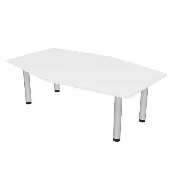 6' Hexagon Irregular Shaped Powered Conference Table Silver Post Legs