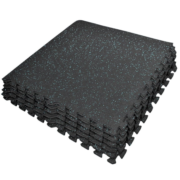 6 High Density Non-Skid Matting Floor Tiles- Interlocking EVA Foam w/ Rubber Top for Bedroom, Living Room, Office