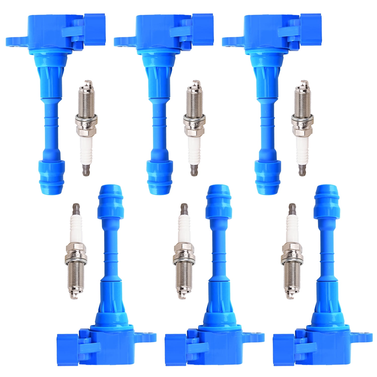 6 High Performance Ignition Coils and 6 Iridium Spark Plugs Compatible