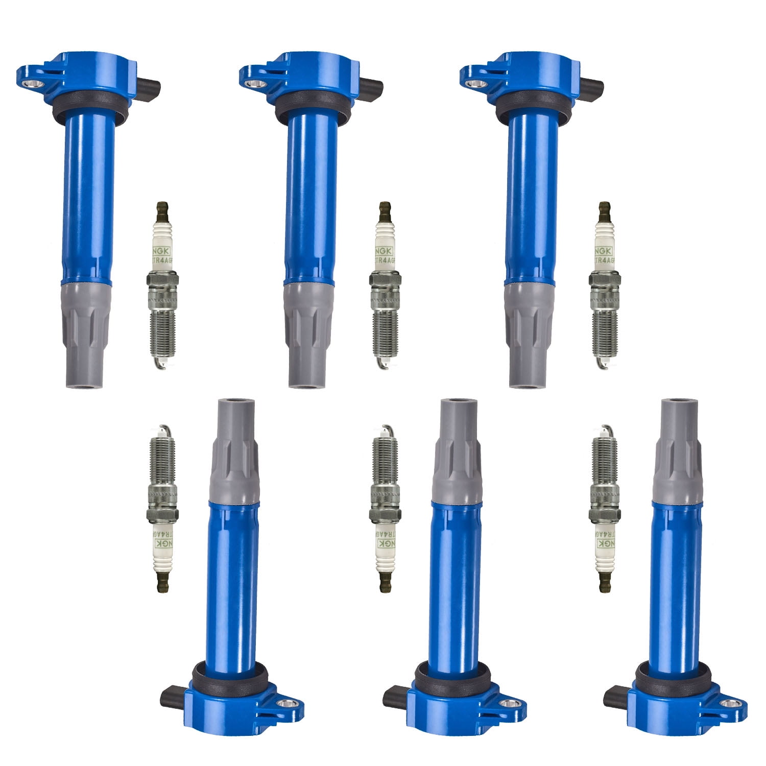 6 High Performance Ignition Coils and 6 NGK Platinum Spark Plugs