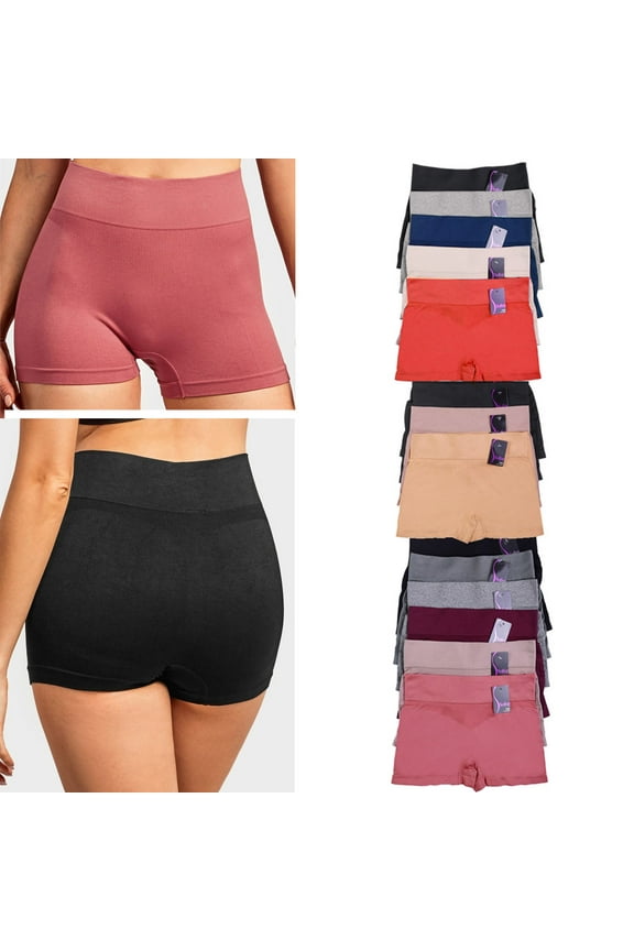 6 High Waist Seamless Boyshorts Panties Womens Underwear Boxer Briefs One Size