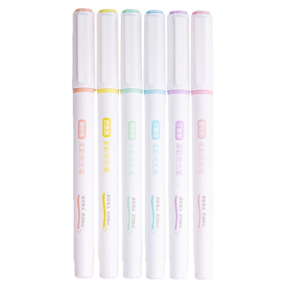 6 Highlighters,Pastel Highlighter,Aesthetic Highlighters,Assorted Colors Markers Dual Tip Real Mild Highlighter Markers Chisel and Fine Tips for Coloring,Underlining,Highlighting(Macron color)