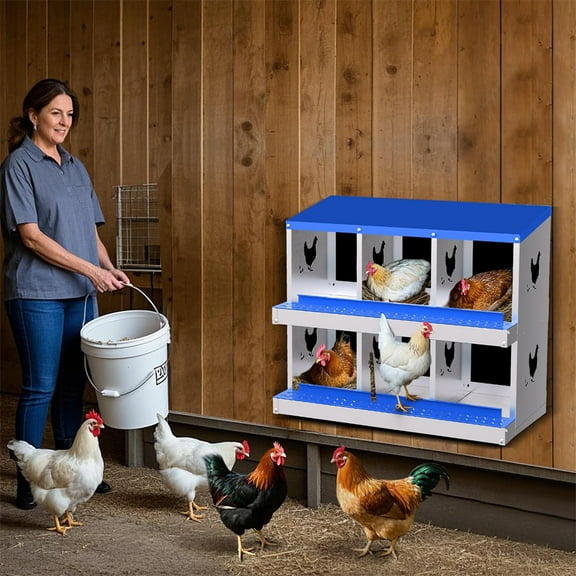 6-Hole/8-Hole/10-Hole Chicken Coop Nesting Box with Ventilation Holes, Galvanized Steel Laying Box for Hens & Ducks, Space-Saving Design for Backyard Poultry