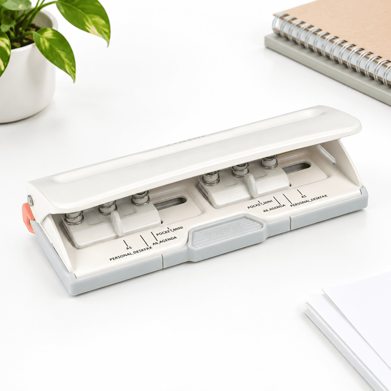 6 Hole Adjustable Paper Punch, White, 8 Sheet Capacity For Planners And ...