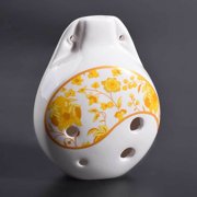 6 Hole Alto C Key Ceramic Ocarina Flute Beginner Folk Wind Instrument Handmade Style Musical Practice Tool