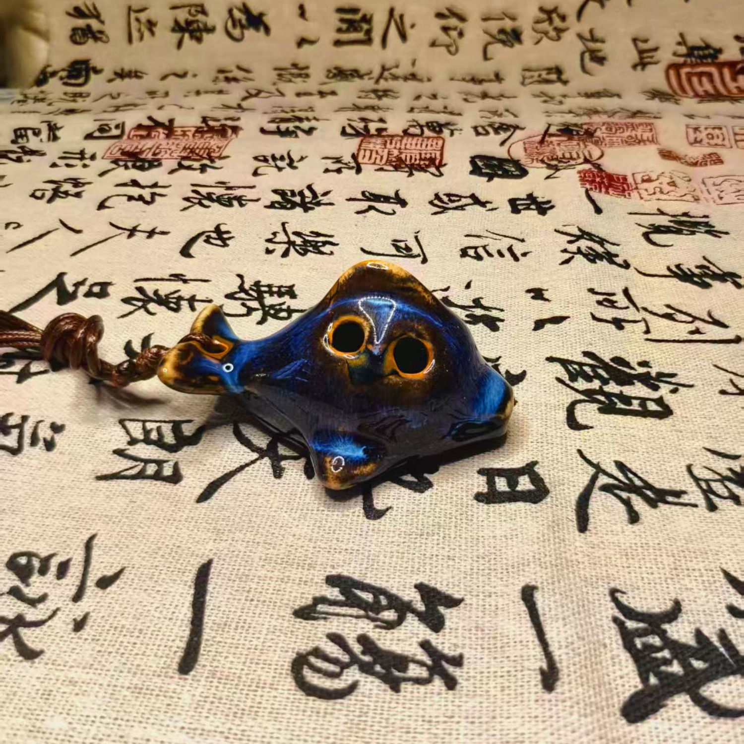 6 Hole Ceramic Ocarina C Key Fish Shape Flute Beginner Music Instrument ...