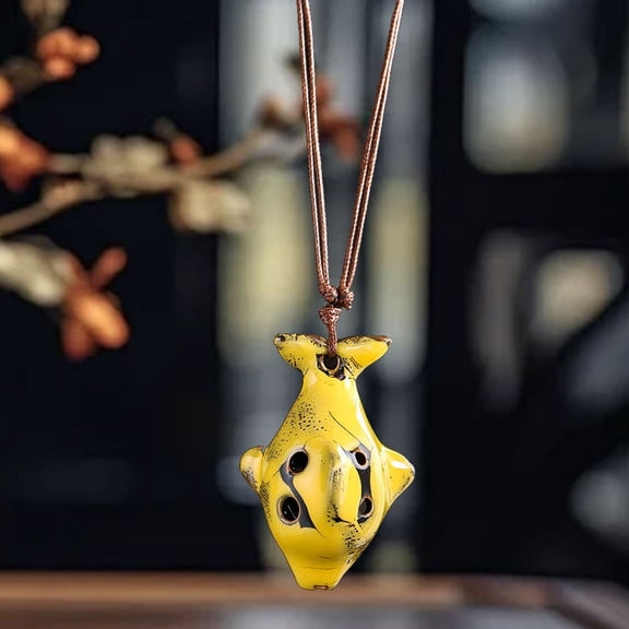 6 Hole Ceramic Ocarina C Key Fish Shape Flute Beginner Music Instrument Toy Portable Wind Instrument for Kids Students